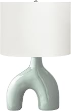 Monarch Specialties I 9664 Lighting, 25" H, Table Lamp, Green Ceramic, Ivory/Cream Shade, Contemporary, Modern
