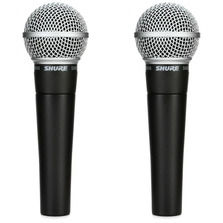 SM58 Cardioid Dynamic Vocal Microphone (2-Pack) by Shure – Stainless Steel, Pack of 2, Model SM58-LC-2pk