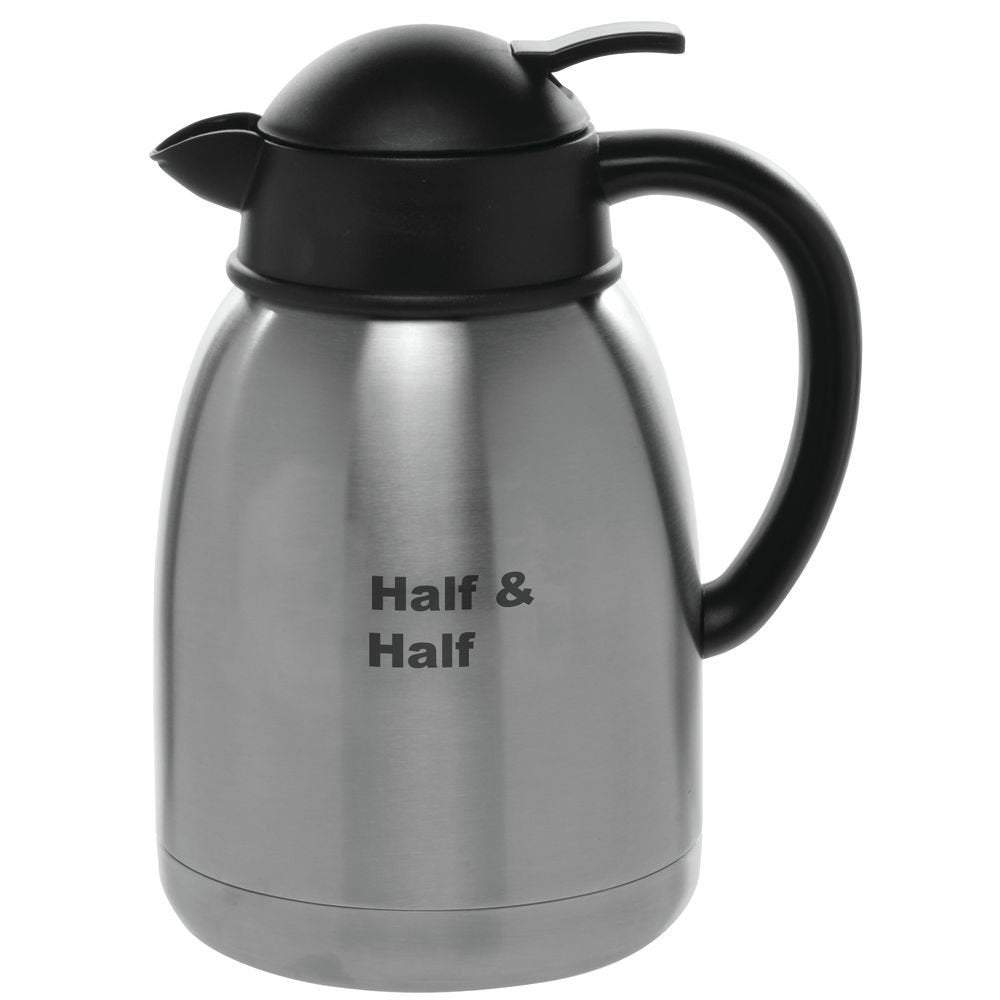 ® Coffee Cream Carafe with Half and Half Imprint by HUBERT – 50.7 Ounces, 1.5 liters, Stainless Steel, White, Model SA15X-S05