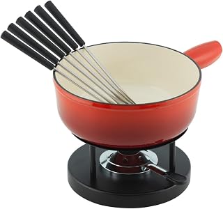 Kuhn Rikon Cheese Fondue Set, Red, Cast Iron