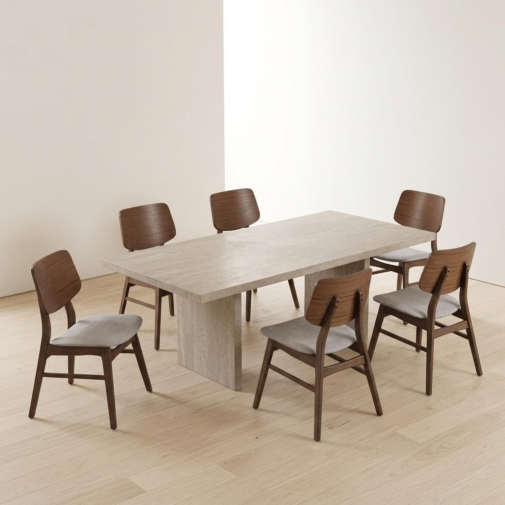 Solid Wood Upholstered Dining Chairs Set of by Starlight Canyon Home – 19.09 x 21.46 x 33.07 inches, Solid Wood, MDF, Fabric (100% Polyester), Foam, Grey, Pack of 6