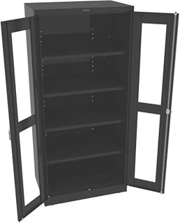 Tennsco CVD2470-BLK Deluxe Traditional Cabinet with Clear View Doors, Unassembled, 36" Width, 24" Depth, 78" Height, 5 Openings, Black