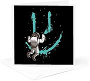 3dRose Astronaut Spaceman who Spray Graffiti Smile Earth 1 Greeting Card with envelope