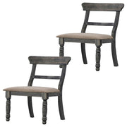 Fabric-Upholstered Wood Side Chair by Furnifact – Wood, Light Brown/Weathered Gray, Pack of 2