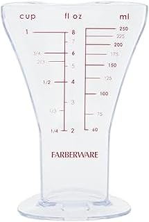 Farberware Measuring Cup, 1 Cup Liquid Measuring Cup with Easy-Read Oz, mL, and Cup Scales, Precise Pour Spout, Shatter-Resistant, Dishwasher Safe