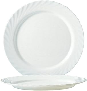 Arcoroc ARC D6890 Trianon Plain Flat Plate, 24.5 cm, Opal Glass, White, Set of 6