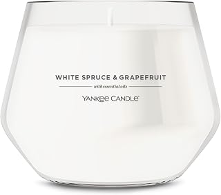 Yankee Candle Studio Candle with Essential Oils, Scented Jar Candle for Home Fragrance, Premium Plant Wax Blend, Long Lasting Burn, White Spruce & Grapefruit (Pack of 1)