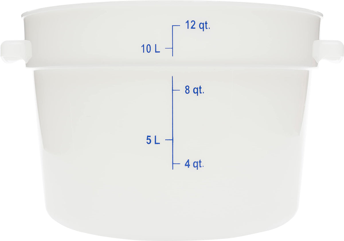 Storplus Round Food Storage Container with Stackable Design for Catering by Carlisle FoodService Products – 12 Quart (Pack of 6), 12.0 quarts, Plastic, White, Model 1097702
