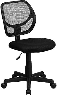 Flash Furniture Mesh Swivel Office Chair with Curved Square Back, Black | Low-Back, Mesh Back