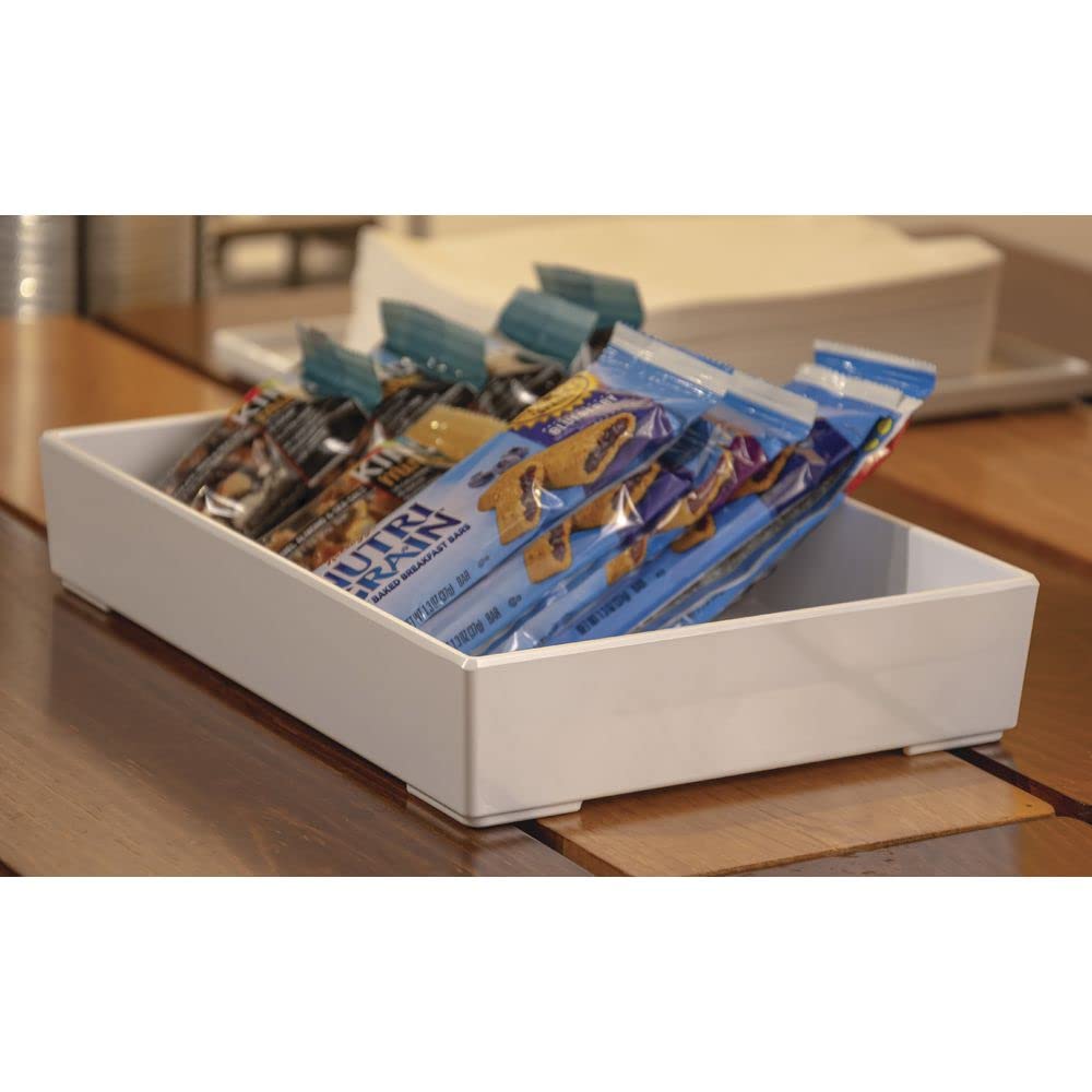 White Melamine Tray - 9 3/4"L x 6 3/4"W x 1 3/4"H by HUBERT – 9.8" x 6.8" x 1.8", Melamine, White, Model H0277-WHITE