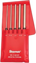 Extra-Long Drive Pin Punch Set by Starrett – 5 Piece Set, Alloy Steel, Chrome, Model S248PC