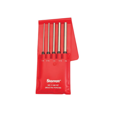 Extra-Long Drive Pin Punch Set by Starrett – 5 Piece Set, Alloy Steel, Chrome, Model S248PC