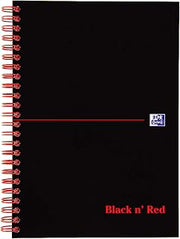 Oxford Black n' Red A5 Flexible Card Cover Wirebound Notebook Ruled 100 Page Black Scribzee-Enabled