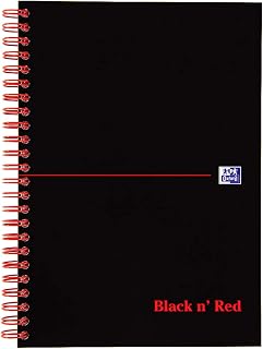 Oxford Black n' Red A5 Flexible Card Cover Wirebound Notebook Ruled 100 Page Black Scribzee-Enabled
