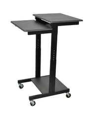 Adjustable-Height Presentation Workstation by Luxor – 24"W x 31"D x 39" to 45"H, Metal, Black, Model PS3945