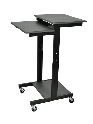 Adjustable-Height Presentation Workstation by Luxor – 24"W x 31"D x 39" to 45"H, Metal, Black, Model PS3945