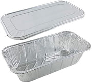 Handi-Foil 1/3 Third-Size Deep Aluminum Foil Steam / 5 lb. Loaf Pan w/Foil Lids (Pack of 50)