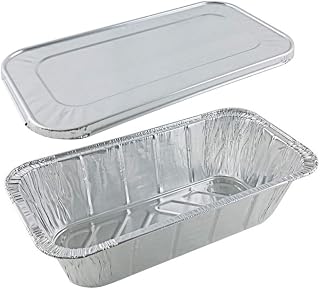 Handi-Foil 1/3 Third-Size Deep Aluminum Foil Steam / 5 lb. Loaf Pan w/Foil Lids (Pack of 50)