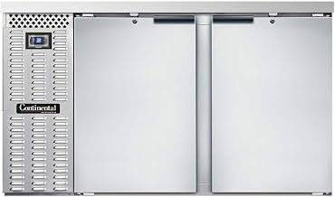 BBC59S-SS Two Section Refrigerated Back Bar Cooler, 59" W x 34-3/4"H, Stainless Steel Exterior & Shallow Depth