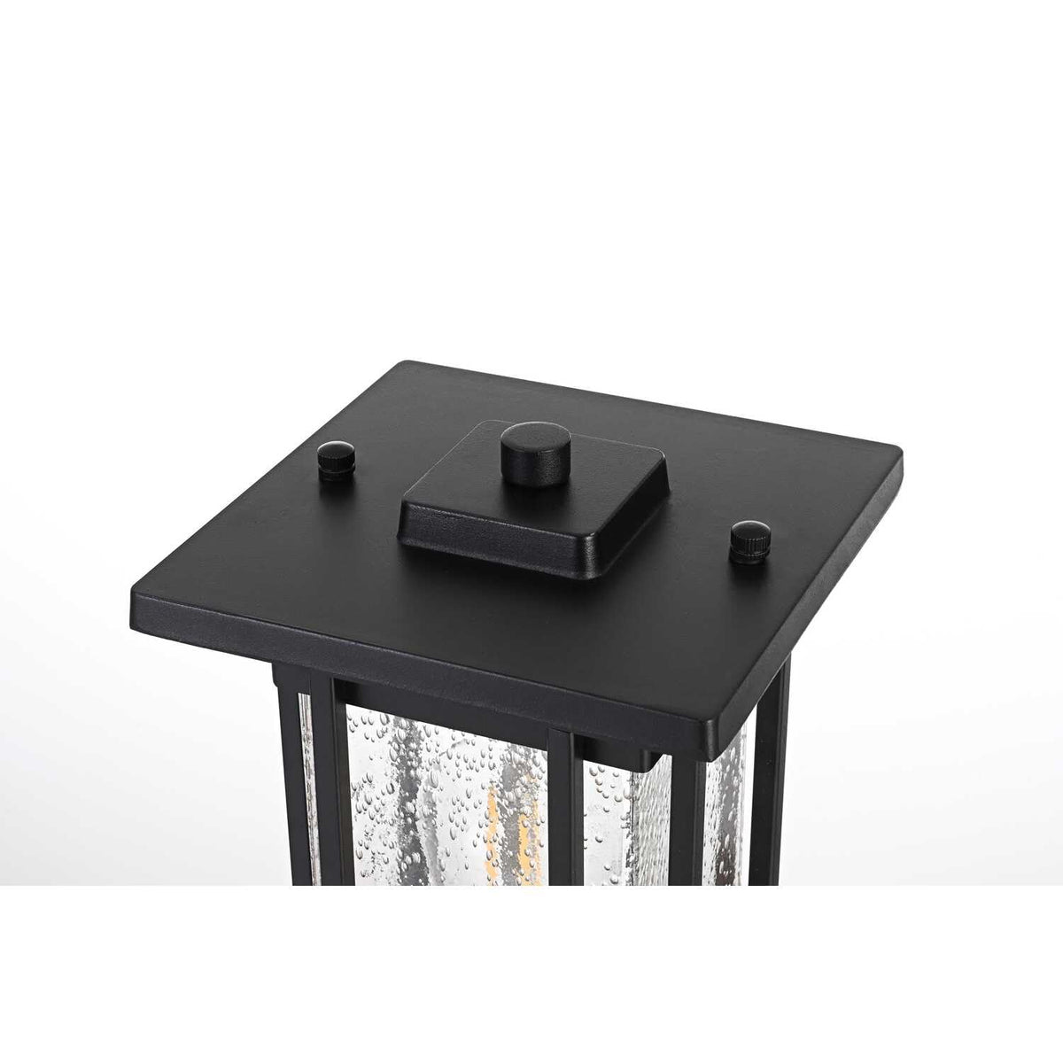 Melvale One Light Outdoor Post Mount Black by Lighting Design – 12", Iron, Black, Model OD322P16BK