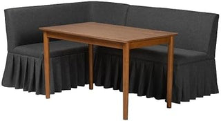 Baxton Studio Richard 3-Piece Fabric Upholstered Dining Nook Set Dark Grey