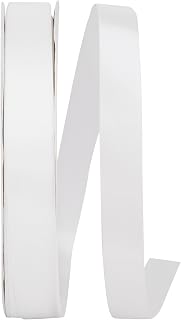Reliant Ribbon 4950-030-05C Double Face Satin Ribbon, 7/8 Inch X 100 Yards, White