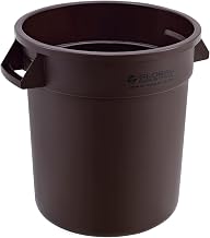 Global Industrial Commercial Round Trash Can, 10 Gallon Capacity, Brown