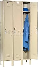 Global Industrial Single Tier Locker 12x15x72, 3 Door, Unassembled, Tan