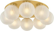Vernazza 8-Light Flush Mount Ceiling Fixture | Vintage Polished Brass with Clear Etched Glass Globes | Modern Art Deco Flush Mount for Entryway, Bedroom or Living Room | 536-24-VPB