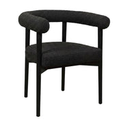 Boucle-Upholstered Dining Chair with Ash Wood Legs by Starlight Canyon Home – 25.4 x 22.2 x 28.4 inches, Boucle,Wood, Black