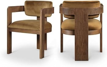 Starlight Canyon Home Brown Velvet Dining Chair Set of 2 with Armrests, Art Deco Style, 300 lb Capacity, Cushioned Seat, Supportive Back for Elegant Dining Experience