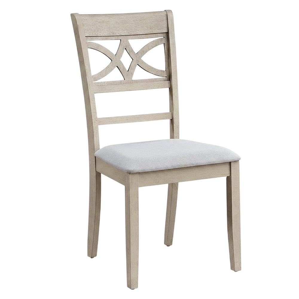 Linen-Upholstered Side Chair with Wood Frame by Furnifact – Wood, Beige; Antique Bone White, Pack of 2
