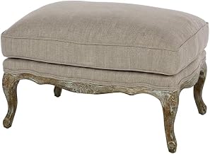 Starlight Canyon Home Linen Textured Fabric Ottoman, Clean Minimalist Seat for Living Room, Bedroom and Casual Home Spaces