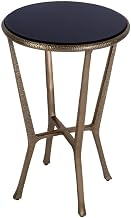 Ivy 15.5" W Round Granite Top Side Table - Black