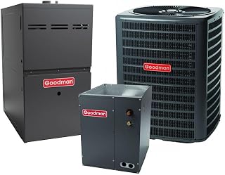 Goodman 3.5 Ton 15.2 SEER2 80% AFUE 80,000 BTU Ultra-Low NOx R-32 Dual Fuel Heat Pump Air Conditioner & Gas Furnace System (GLZS5BA4210, CAPTA4230C3, GR9S800805CU)