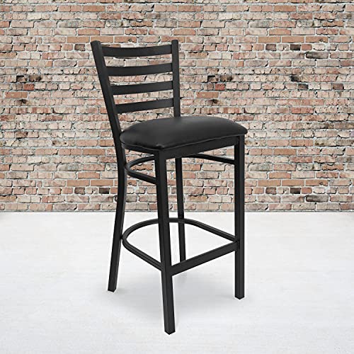 Flash Furniture Black Vinyl Seat/Black Metal Frame / Set of 2 / Traditional Barstools