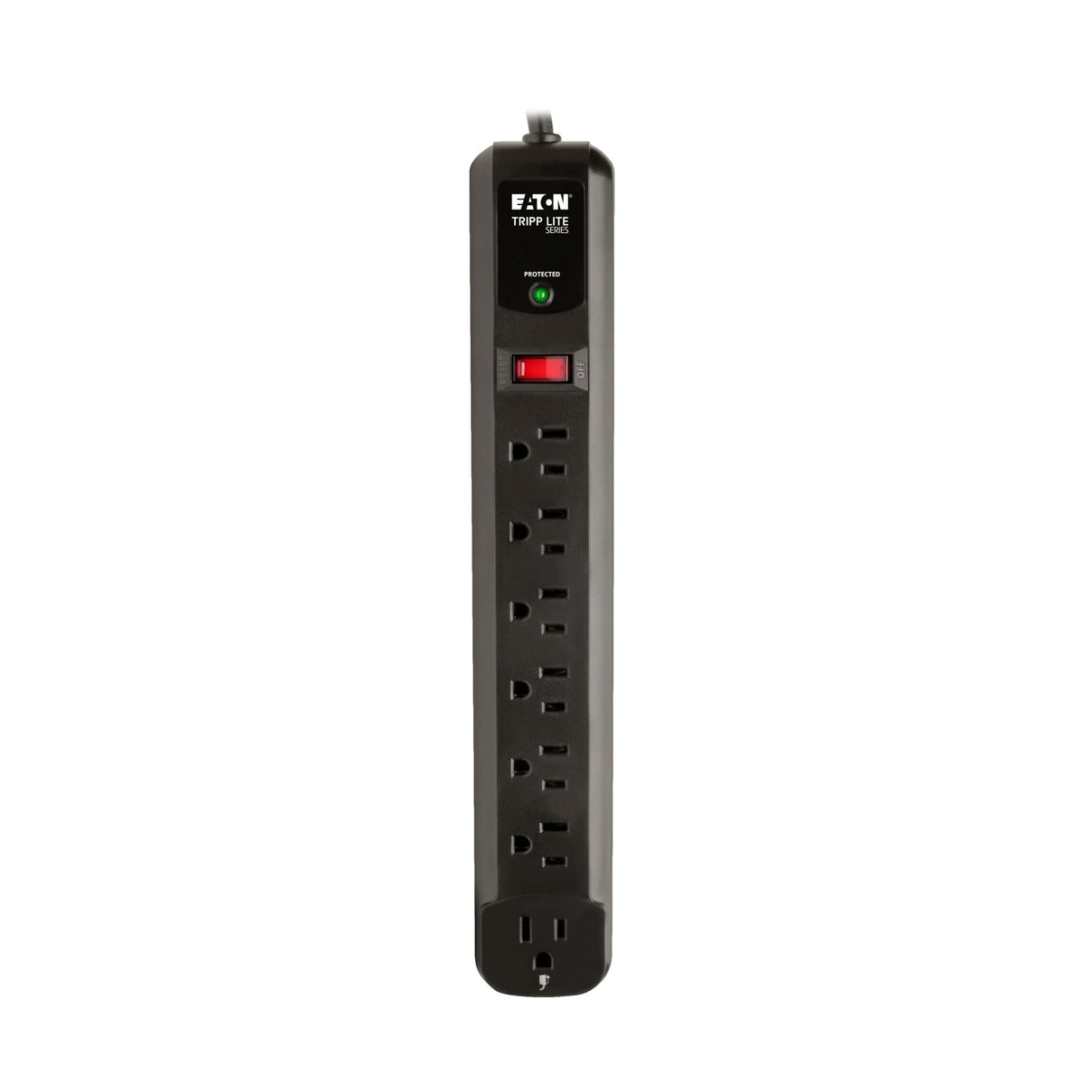 Protect It! Surge Protector by TRIPP LITE – 1.3" x 2" x 12.4", Plastic, Black, Model TLP74RB