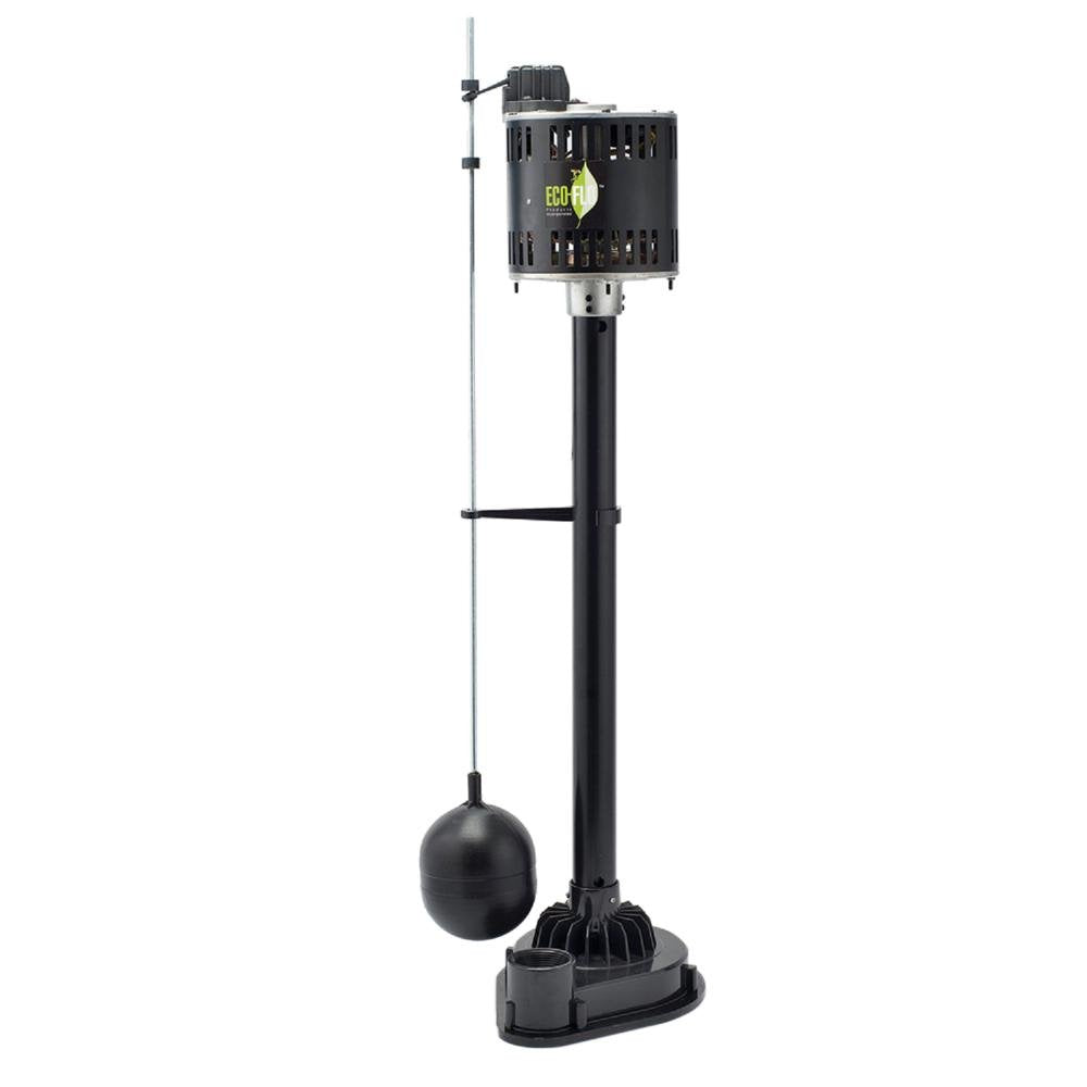Products Pedestal Sump Pump with Vertical Float Switch by ECO-FLO – 1/3 HP, Plastic, Black, Model EPP33