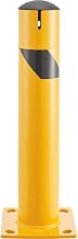 Global Industrial Steel Bollard w/Chain Slots & Removable Cap, 4-1/2"Dia. x 24"H, Yellow