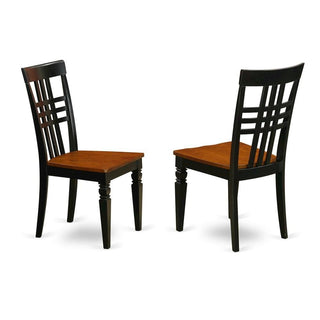 Solid Wood Dining Chairs with Wood Seat by Furnifact – Wood, Black & Cherry, Pack of 2