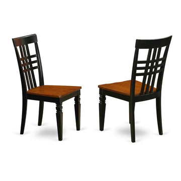 Solid Wood Dining Chairs with Wood Seat by Furnifact – Wood, Black & Cherry, Pack of 2