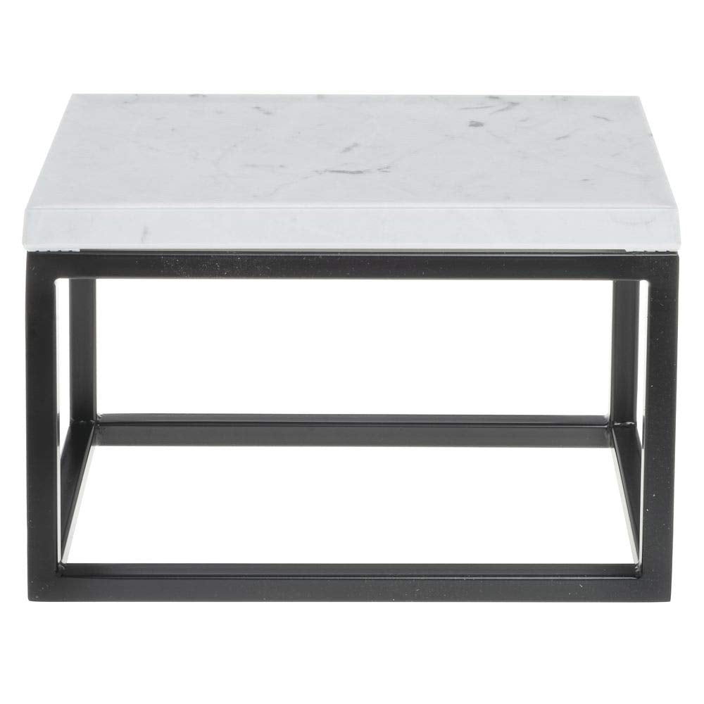 Black Display Riser with Marble Top - 7" H by HUBERT – Metal, Black, Model 73114+14683