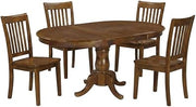 Furnifact Solid Wood Oval Dining Furniture 5 Piece Set with Removable Leaf and Wood-Seat Chairs, Kitchen Table and Chairs Dining Room Set