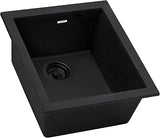 Ruvati 15 x 17 inch Granite Composite Quartz Undermount Single Bowl Wet Bar Prep Sink - Midnight Black - RVG2016BK