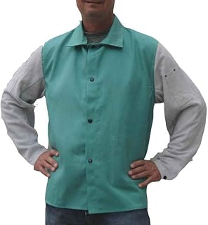 Tillman 9630 30" 9 oz. Green FR Cotton/Side Split Leather Jacket, 3X-L