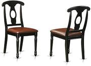 Furnifact Solid Wood Faux Leather-Upholstered Dining Chairs Napoleon-Style Set of 2, Upholstered Kitchen Chairs for Dining Table