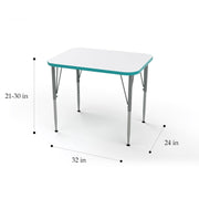 Versa Desk Adjustable Height Kids Rectangular Table Write-On/Wipe-Off Dry Erase Top Child Desk for School Classroom by Tot Mate – Model TM9510R.SWWOPX1
