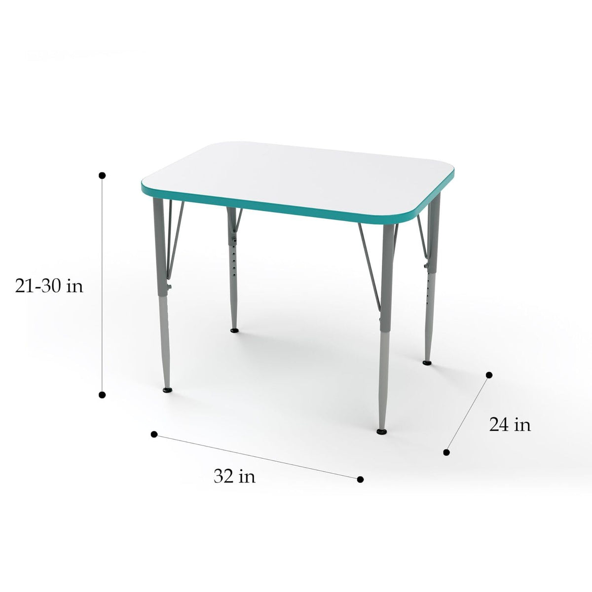 Versa Desk Adjustable Height Kids Rectangular Table Write-On/Wipe-Off Dry Erase Top Child Desk for School Classroom by Tot Mate – Model TM9510R.SWWOPX1