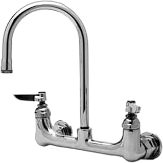 T&S Brass B-0331-M Double Pantry Faucet, Wall Mount, 8" Centers, Swivel Gooseneck, Lever Handles (Pack of 6)