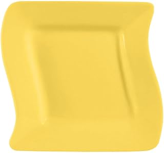 CAC China Soho Pattern 8 1/2 Inch Yellow Square Plates 24 Ct